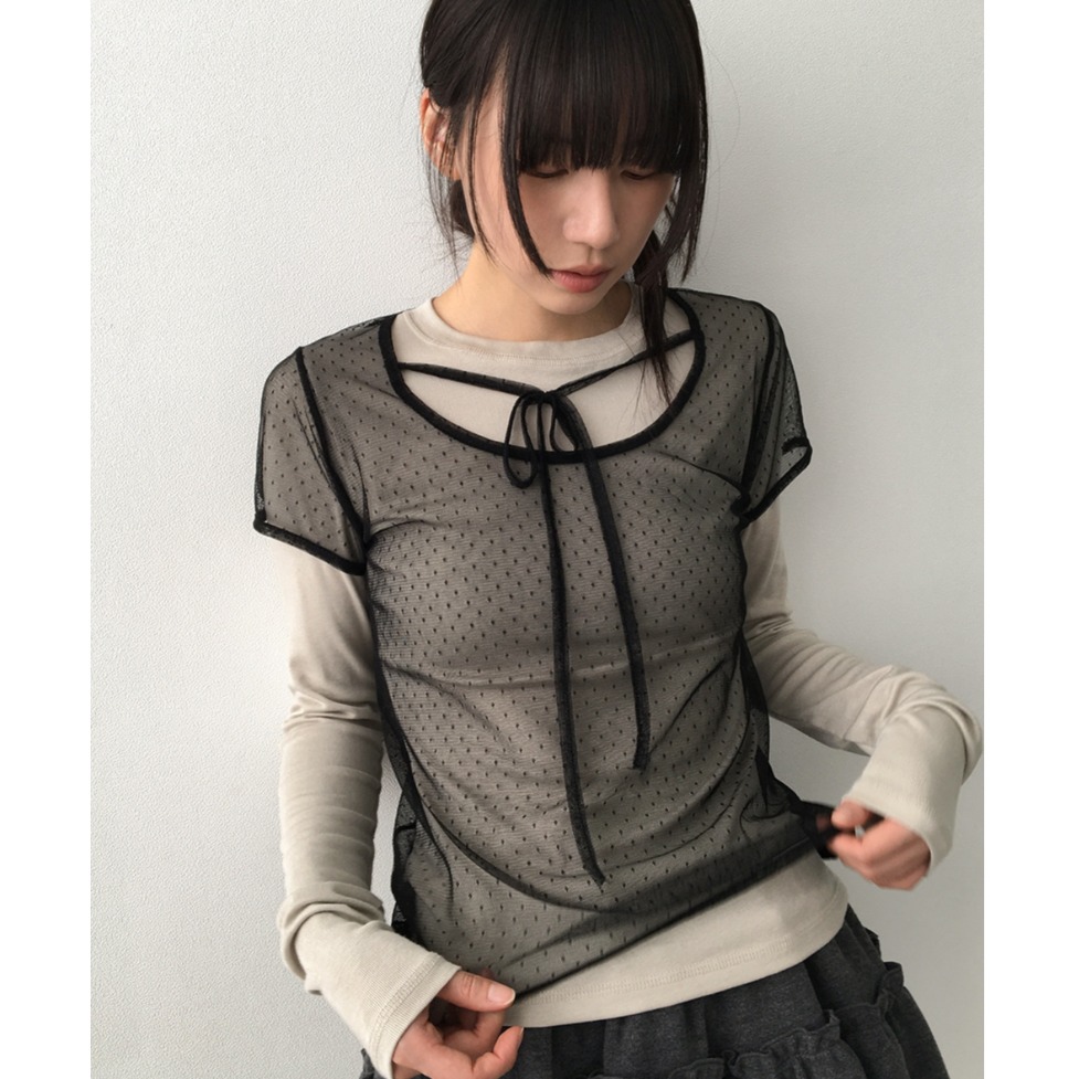 Mesh Top Layering - Korean Sle Sweet Drlike ort Sve