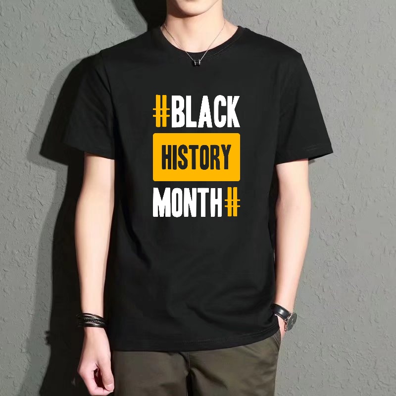 Street Fashion History - Men's Black Round-Neck Short-Sleeved T-Shirt with