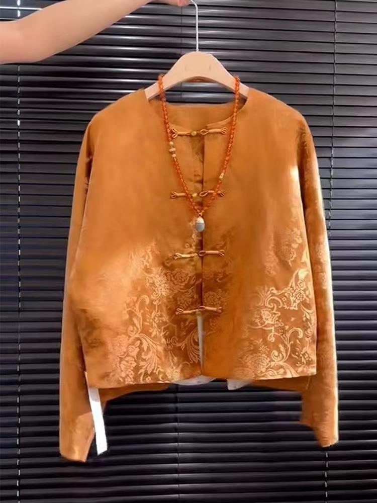 Street Fashion Youtube - New High-End Satin Orange Floral Embroidery
