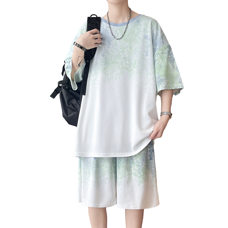 Street For Fashion - 【Top 5-Point Pants】Men's T-Shirt Set New