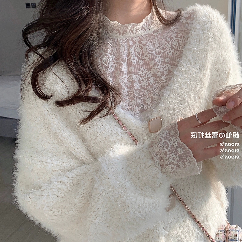 Elegant Ribbed Knit High Neck  - Mesh Top Layering 评论和价格