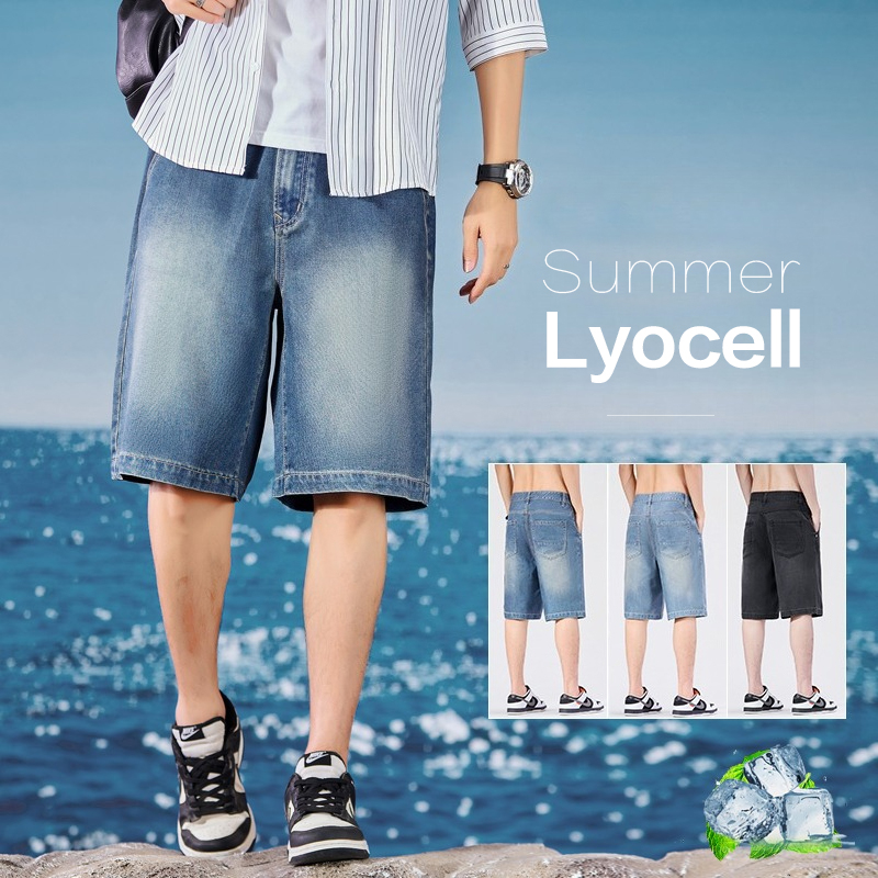Summer Thin Men's Denim Shorts - Street Fashion Baggy 评论和价格