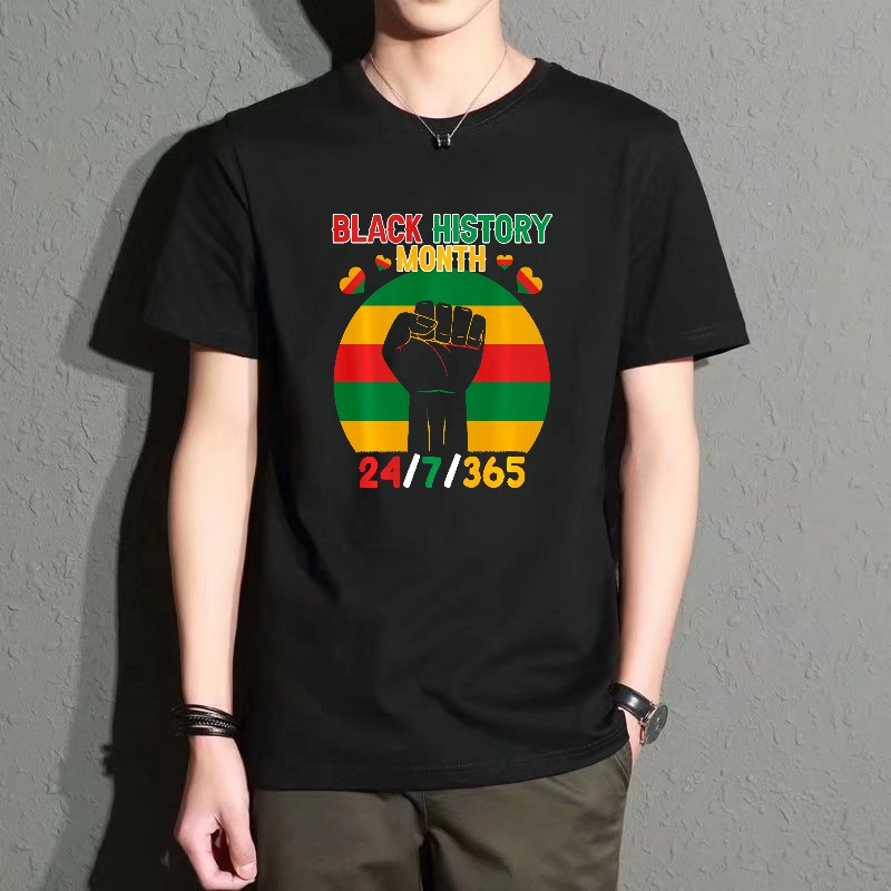 Men's Black Crew Neck Short-Sl - Street Fashion History 评论和价格