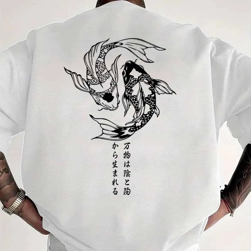 Japanese Style Koi Fish Print  - Street Fashion In Japanese 评论和价格