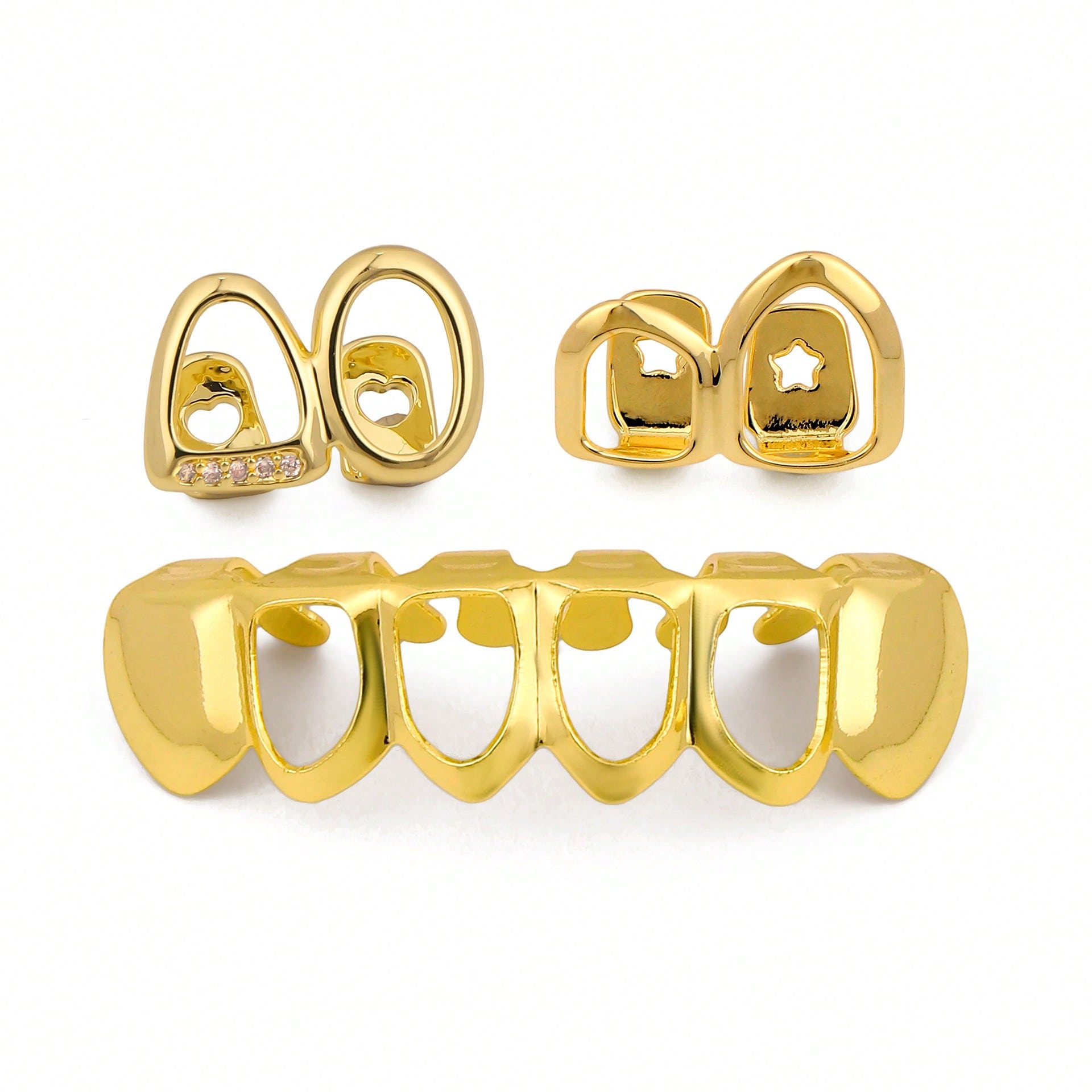 1Set Gold Plated Teeth Grills  - Street Fashion Baggy 评论和价格