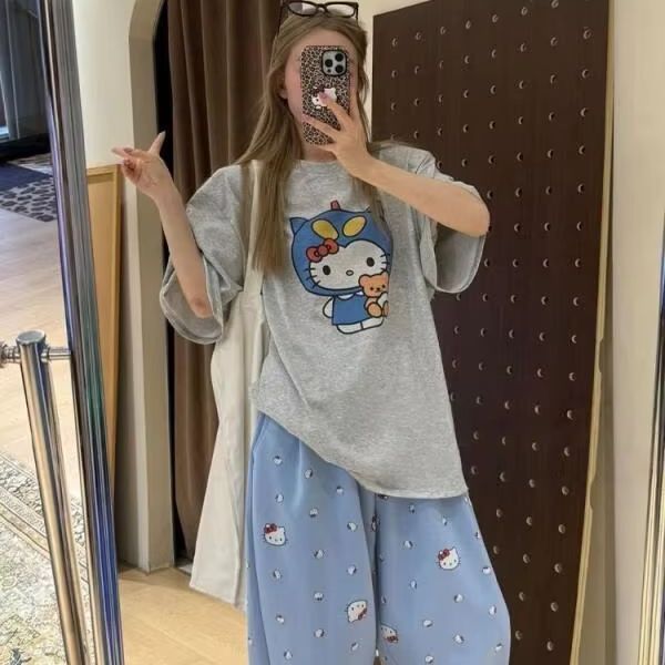 Short Sleeved Hello Kitty Prin - Street For Fashion 评论和价格
