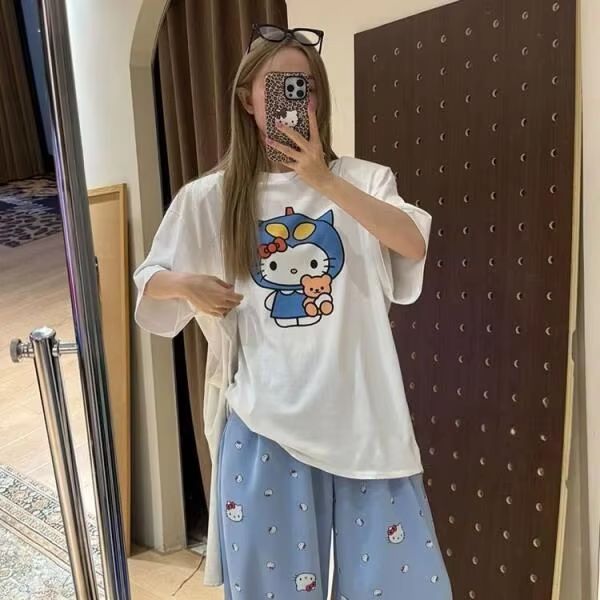 Short Sleeved Hello Kitty Prin - Street For Fashion 评论和价格