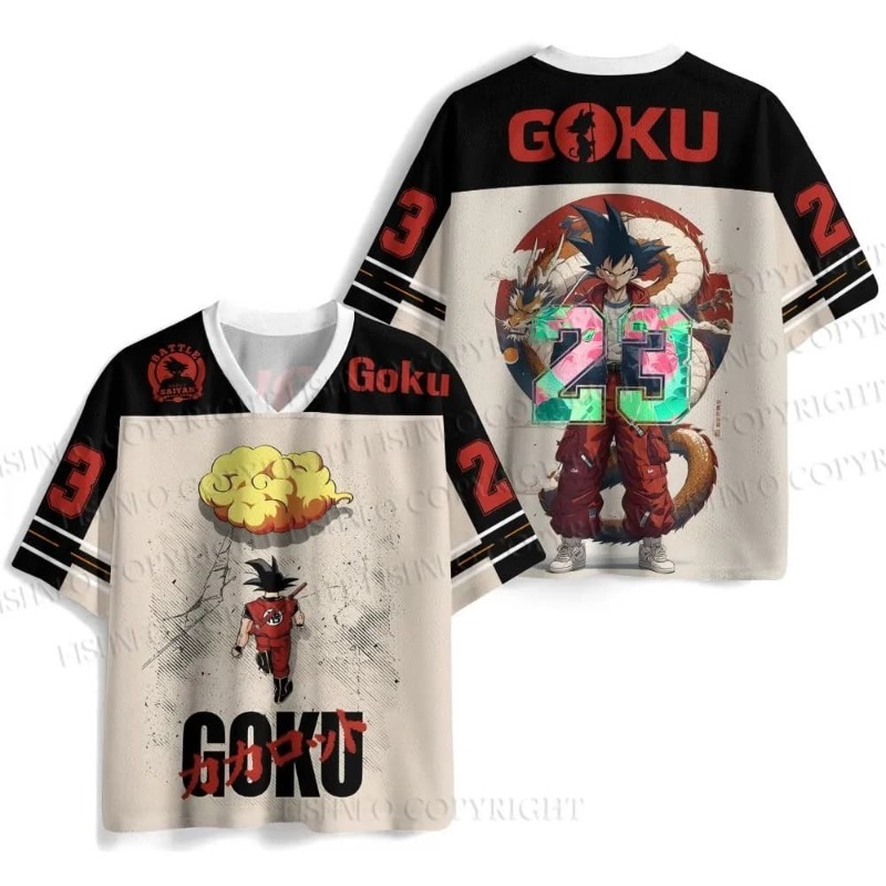 Retro Dragon Ball Jersey T-shi - Mesh Top Layering 评论和价格
