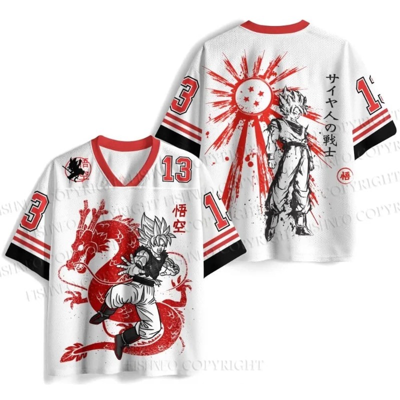 Retro Dragon Ball Jersey T-shi - Mesh Top Layering 评论和价格